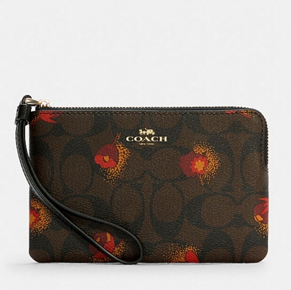 Coach Corner Signature Canvas Pop Floral Wristlet NWT
